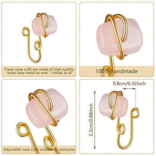 MTLEE 12 Pieces Fake Nose Cuff Rings Crystal Stone African Nose Rings Adjustable Non Piercing Septum for Women Men2