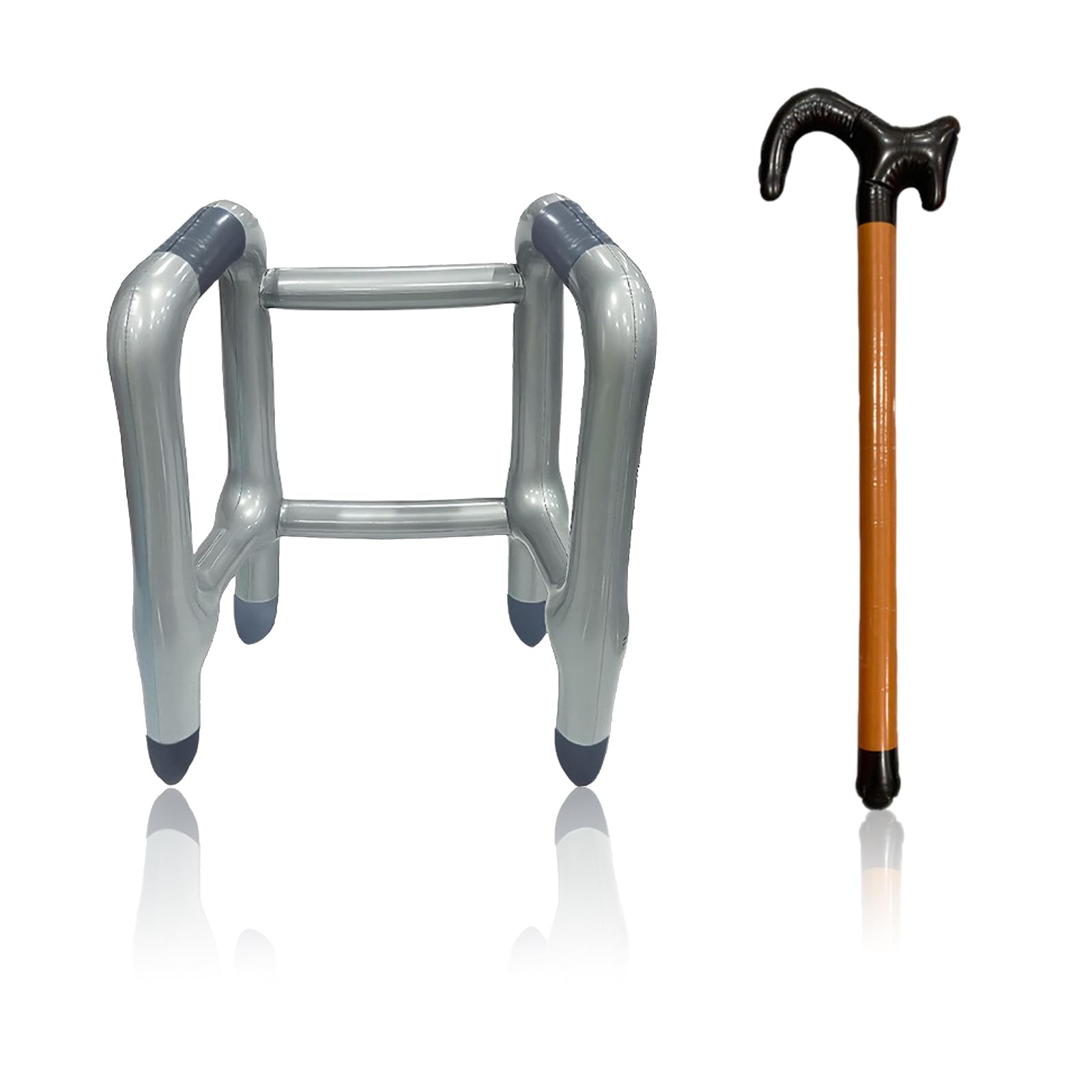 Inflatable Zimmer Frame and Walking Stick Set, Funny Blow Up Adult Joke Prop, Old Man Costume Accessory, Humorous Retirement Gifts for Men Grandad Birthday Party