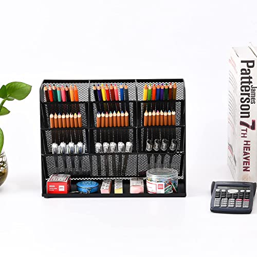 Marbrasse Mesh Desk Organiser, Multi-Functional Pen Holder, Desktop Stationary Organiser, Storage Rack for School Home Office Art Supplies (Mesh Pen Holder Black) - Image 3