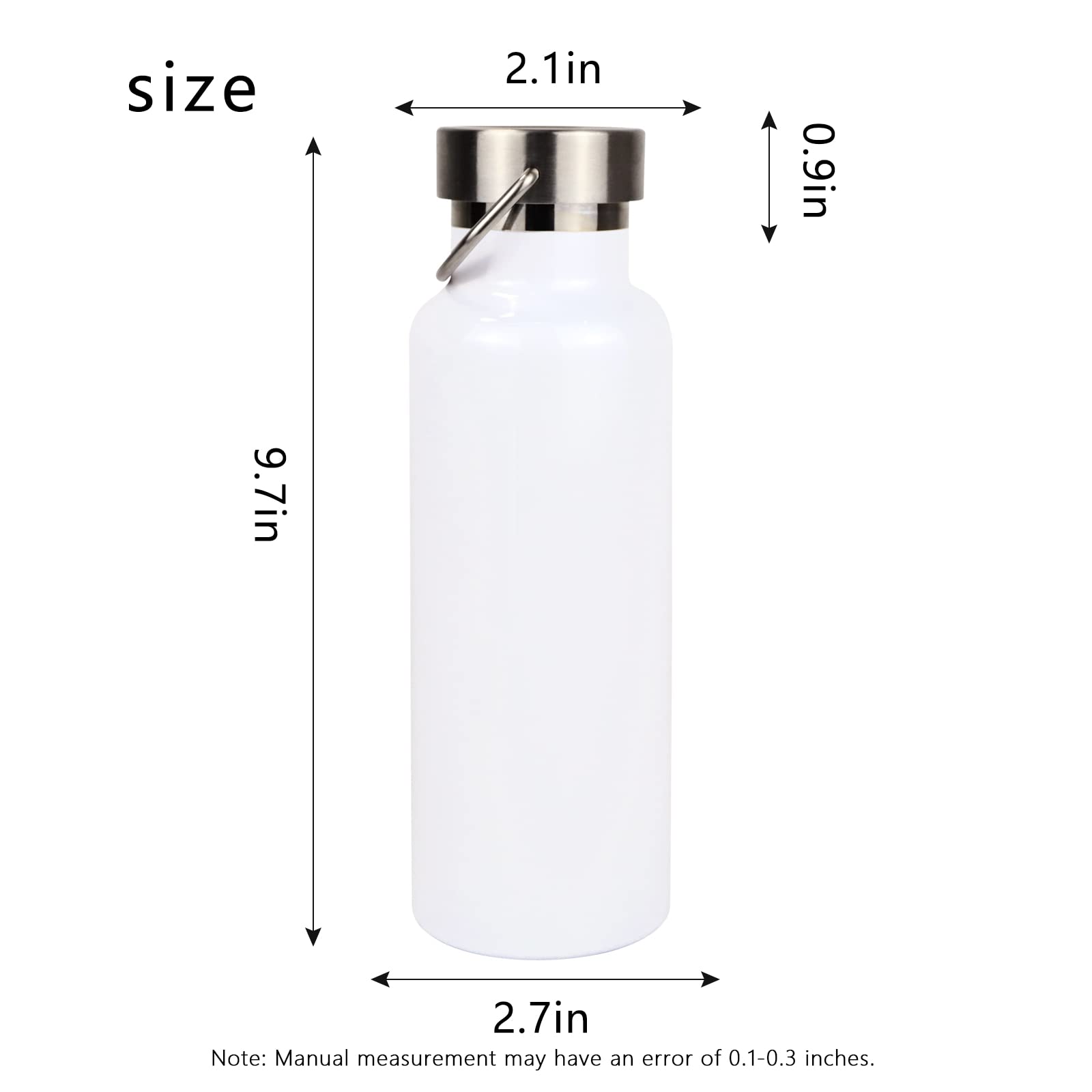 Edelstahl-Wasserflaschengriff, auslaufsicher, 590 ml | 4 Pack 567.0 g Sublimation Edelstahl Isolierte Sportflasche Auslaufsicher Deckel für Radfahrer/Läufer/Wanderer Weiß