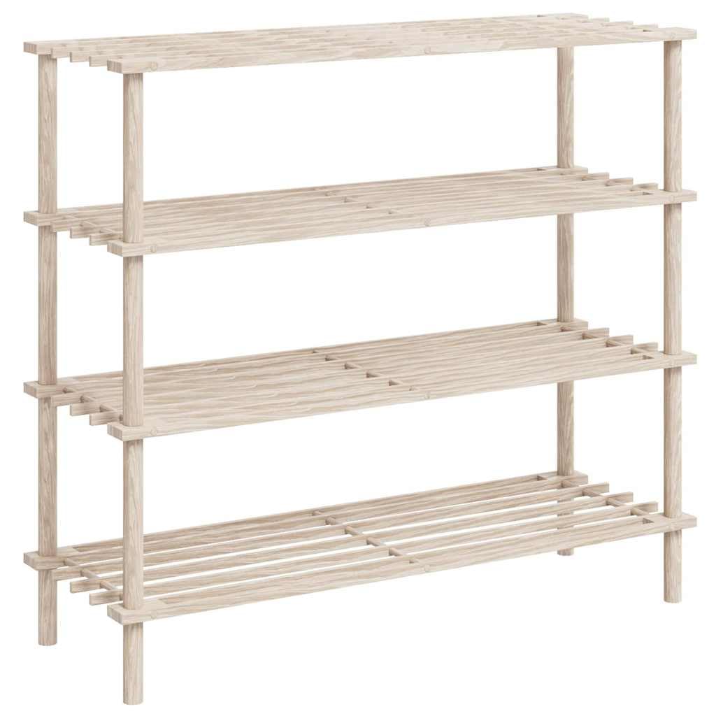 Schuhregal mit 4 Böden aus Massivholz Tanne 2 Stück platzsparende Schuhablage für Flur, Diele, Eingangsbereich, Schlafzimmer, robuste Schuhschrank, stapelbar, einfach zu montieren