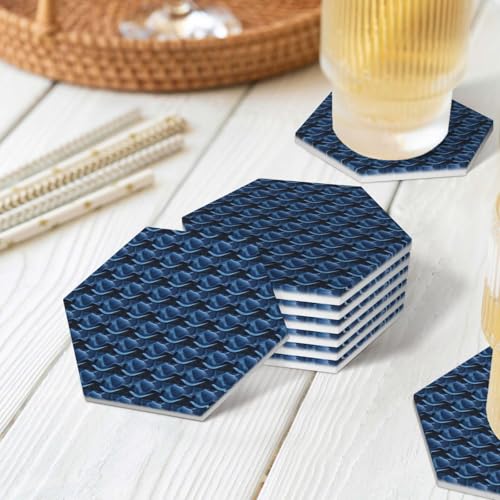 Dessous de verre en céramique hexagonaux avec support pour table de bar - 3