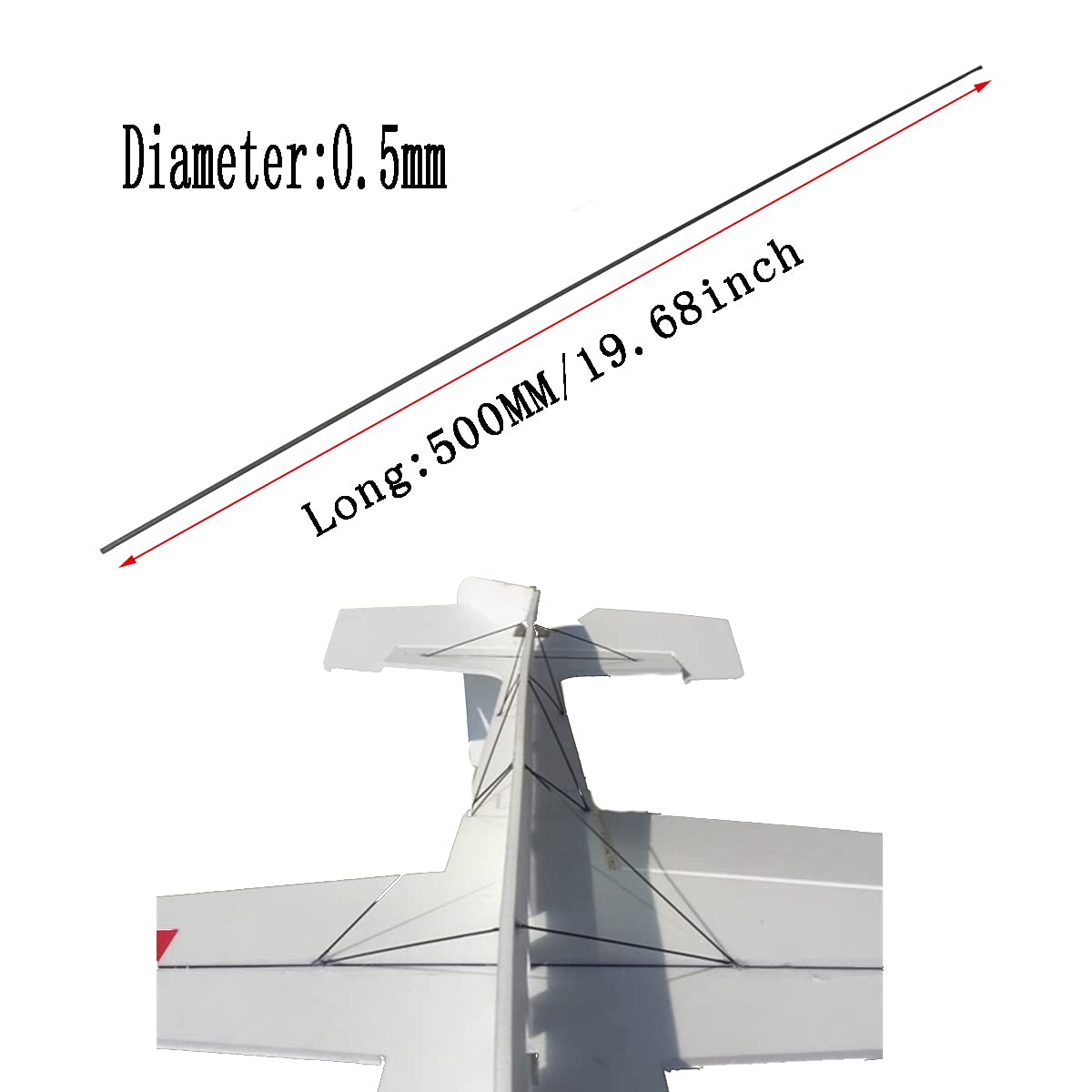 Canne in Fibra di Carbonio per Droni, Quadcopter, 10 Pz,Diameter0.5mmX500mm