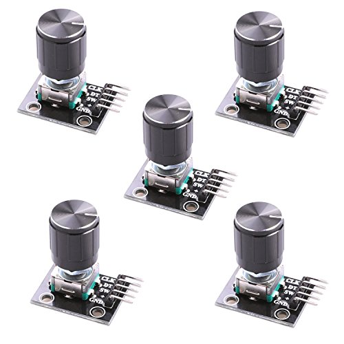 Hikig HKT1062 KY-040 Lot de 5 modules encodeurs rotatifs avec capuchons de 15 x 16,5 mm, pour Arduino