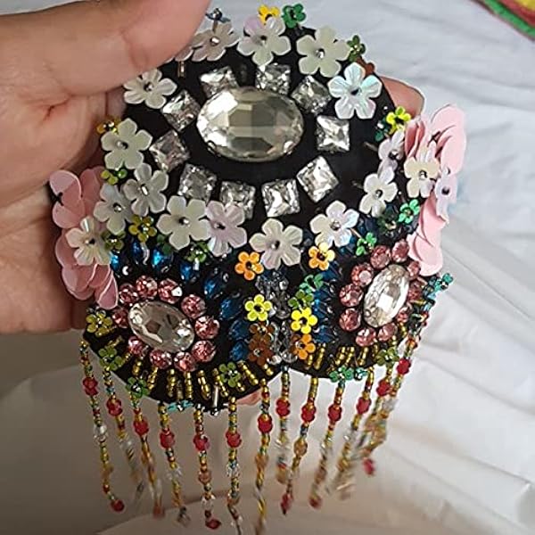 Zware industrie handgemaakte kralen Kleurrijke bloemen Kwastje Epaulets Bontjas Decoratie Doek Decals Applique DIY Accessoires (Color : Multi-colored) (Multi coloured)