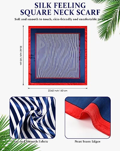 Bonuci Square Sailor Scarf Silk Satin Flight Attendant Scarf for Women2