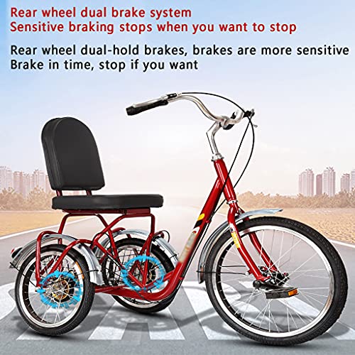 Image of Three Wheel Bike Adult Tricycle with Seat Backrest Cruiser Bike for Recreation Shopping Picnics Exercise Men's Women's Cycling Pedalling