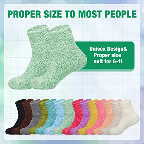 JaGely 14 Pairs Fuzzy Socks Bulk for Women Fluffy Cozy Slipper Warm Socks Nurse Gifts Plush Sleeping Gifts for Men Women Hospital Workers, Multicolor2