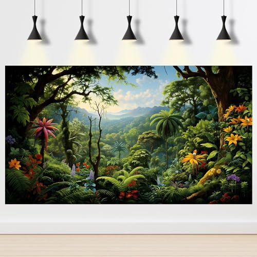 Image of Rainforest Aquarium Background Fantasy Jungle Tropical Trees Flowers Landscape Fish Tank Background Mountain Forest Reptile Tank Backgrounds Fantasy Forests Reptile Enclosure Backgrounds 24x16in