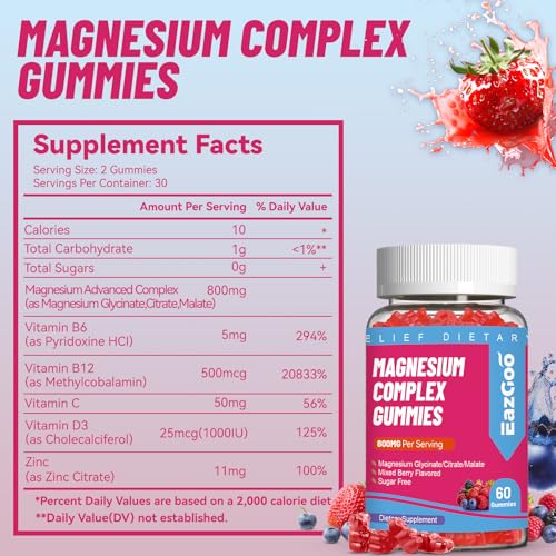 EAZGOO Magnesium Complex Gummies with B12