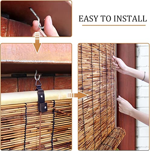 Outdoor Bamboo Roller Blinds For Patio Windows,Retro Reed Roller Roll Up, Roman Porch Shade, Porch Blackout Roller Blinds, Reed Roller Curtain Privacy Protection, Easy Installation, Coffee (Color : C #TOP3