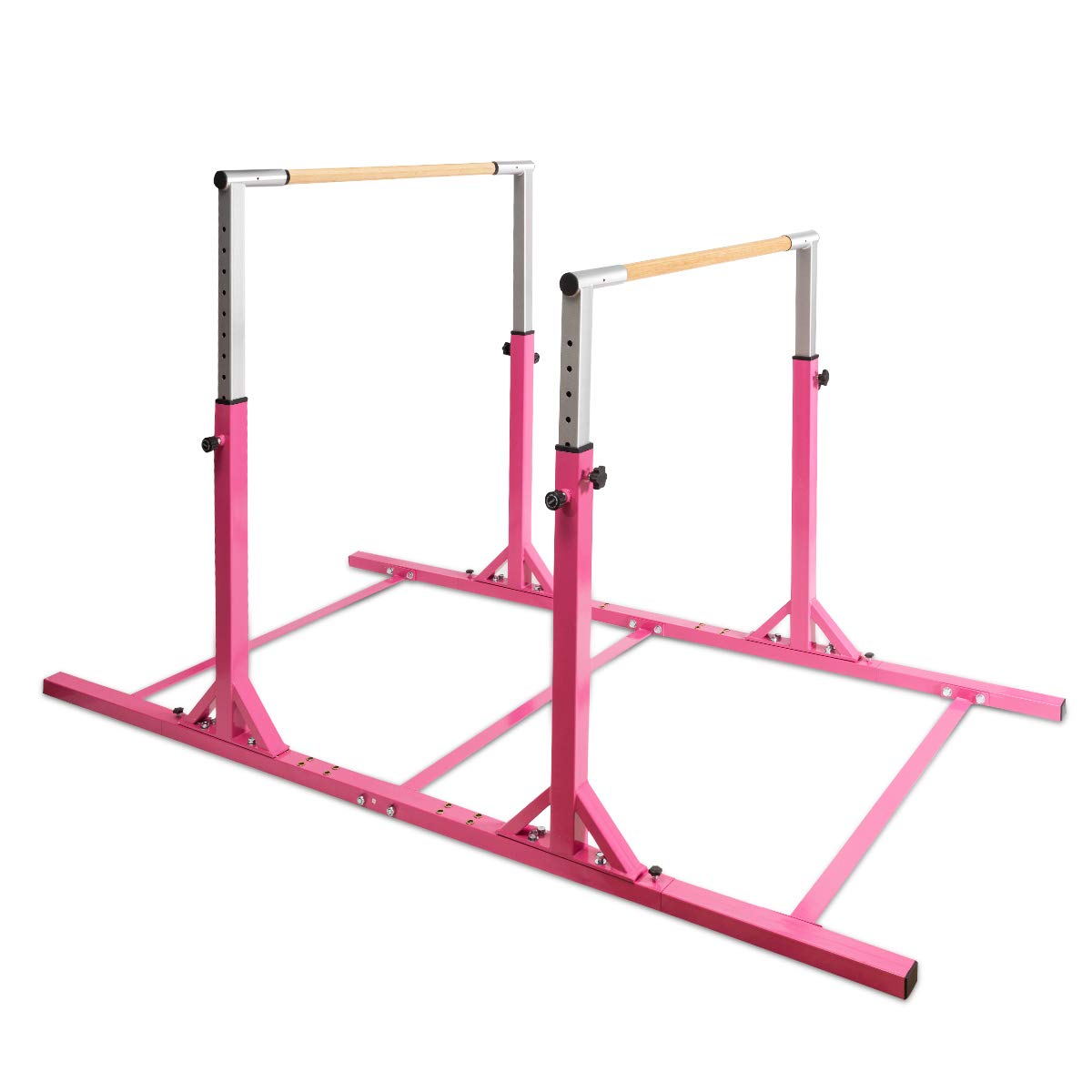 GOFLAME Double Horizontal Bars, Gymnastics Parallel Bars with Adjustable Height and Width, Junior Training Gym Bar for Kids, Ideal for Indoor Outdoor