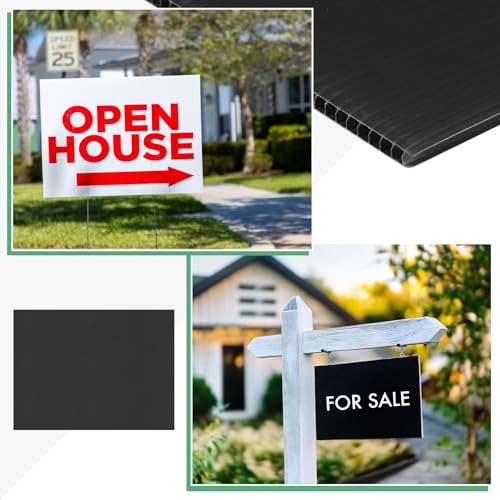 Image of M METERXITY 6-Pack Corrugated Plastic Sheets, 12 Inch x 16 Inch Waterproof Blank Corrugated Poster Board Yard Signs for Garage Sale /Office /Classroom /Party /Lawn Sign Road [4mm Thick, Black]