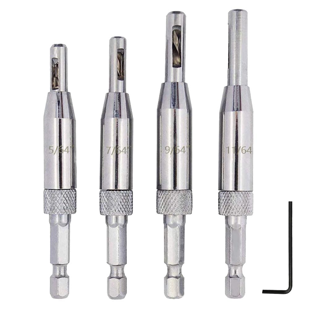 JZS HSS Door Window Cabinet Self Centering Hinge Drill Bits Set Center Hinge Drill Bit Mill Tool for Opening Hole-2mm,2.8mm,3.5mm,4.5mm,4Pcs