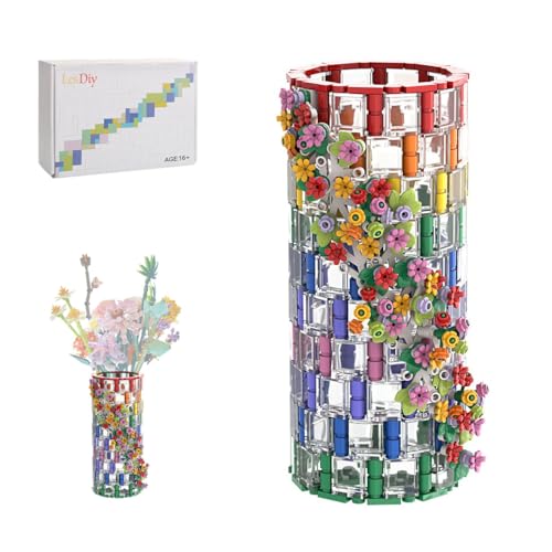 Bellissimo vaso: utilizza un oggetto trasparente per simulare l'effetto di un vaso trasparente. A pois con sguardo arcobaleno e vari fiori ed erba, il vaso di alta qualità è bello e stabile