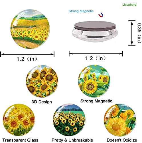 Sunflower Magnets For Refrigerator, Lissaberg 9Pcs Cute Magnets Fridge Strong Magnetic Sticker, Fridge Decoration, Office Whiteboard, Photo, Cabinet, Dishwasher, Locker Magnet #TOP1