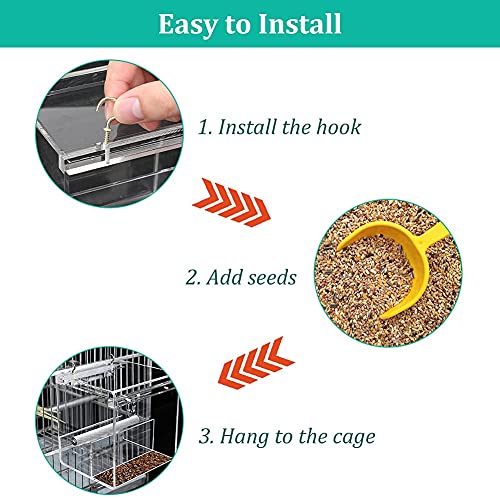 Automatische vogelvoederbak voor papegaai, geen puinhoop vogelzaad voerbak anti-morsen Budgie Feeder Vogelvoeder… - Afbeelding 3
