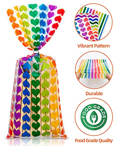 Labeol 150Pcs Cellophane Bags 5X11 Treat Bags With Ties Rainbow Goodie Bags Clear Gift Bags Candy Bags Cookie Bags Party Favor Bags For Pride Day Birthday Baby Shower #TOP5