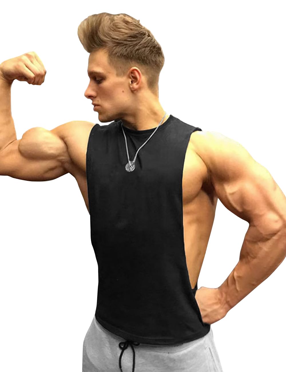 GYMAPE Hombre Sisa Baja Secado Rápido Camiseta Sin Mangas para Culturismo De Entrenamiento Camisas Musculosas Sin Mangas