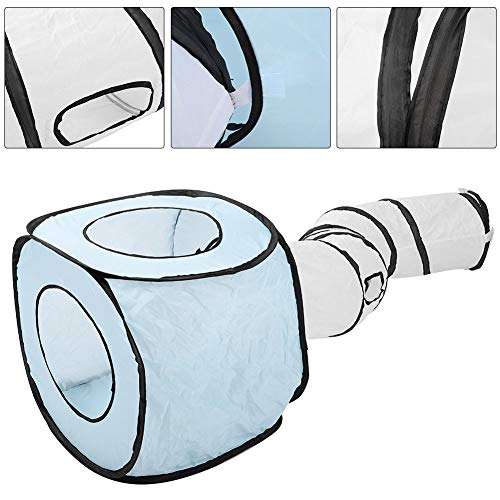 Túnel para gatos plegable con diseño en S y tejido impermeable azul 5