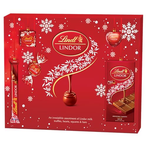 Lindt Lindor Milk Chocolate Christmas Selection Box – Medium 234G – Truffles, Hearts, Squares & Bars – 2025 Gift For Him & Her-image