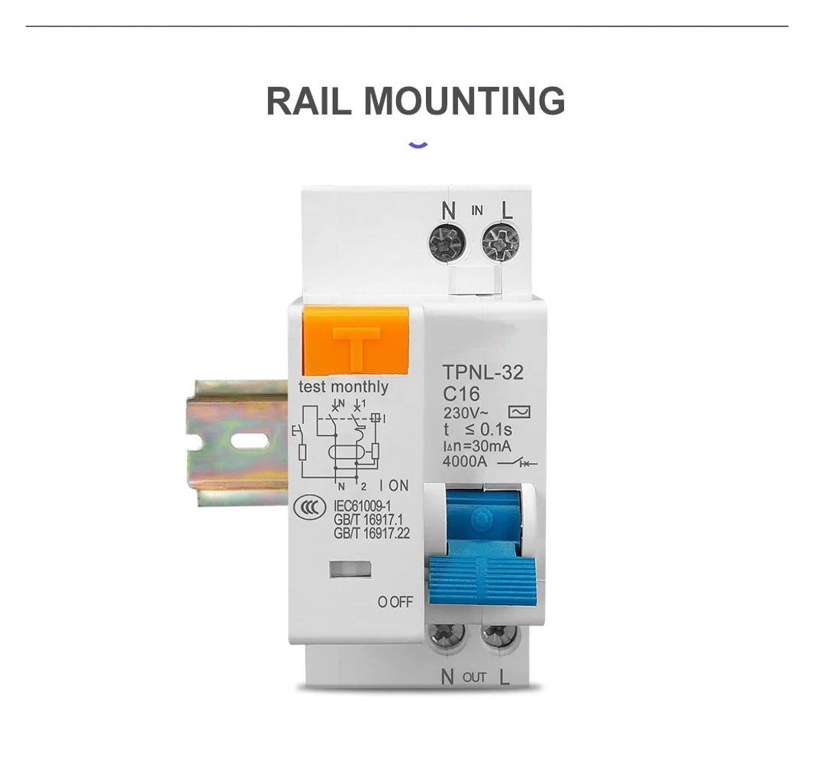 Interruttore differenziale DPNL 230V 1P+N con protezione da sovracorrente e cortocircuito RCBO MCB(16A)