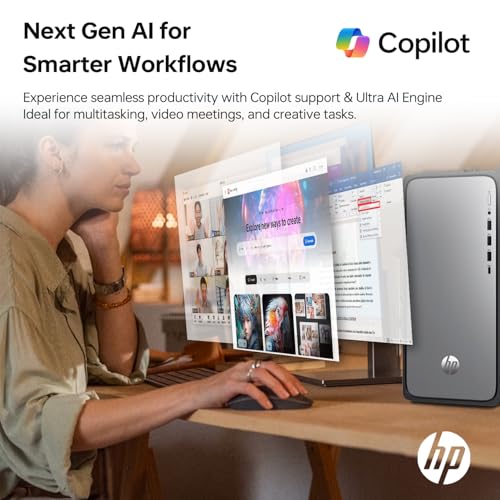 Image of HP OmniDesk Premium Tower Desktop, Core i7-14700, 32+32GB RAM, 2TB SSD, Wi-Fi 6, HDMI, USB-C, Windows 11 Pro, Wired Keyboard & Mouse, 2-Monitor Support 4K, Black, Bundle with ADATA 512GB External SSD