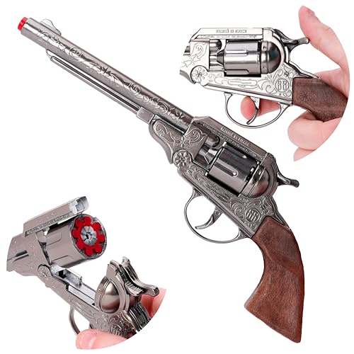 Toyland® 28cm (11') Pistola de Juguete de Metal Fundido a presión - Pistola de 8 Balas - Efectos de Humo y Sonido