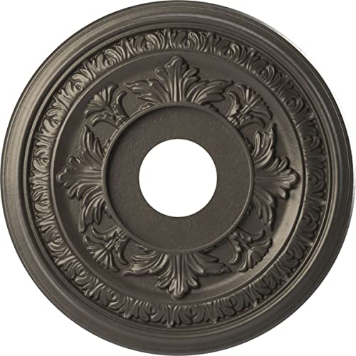 Image of Ekena Millwork CMP16BADST Baltimore Thermoformed PVC Ceiling Medallion (Fits Canopies up to 6 1 /2 inch), 16 inchOD x 3 1 /2 inchID x 1 inchP, Universal Aged Metallic Weathered Steel