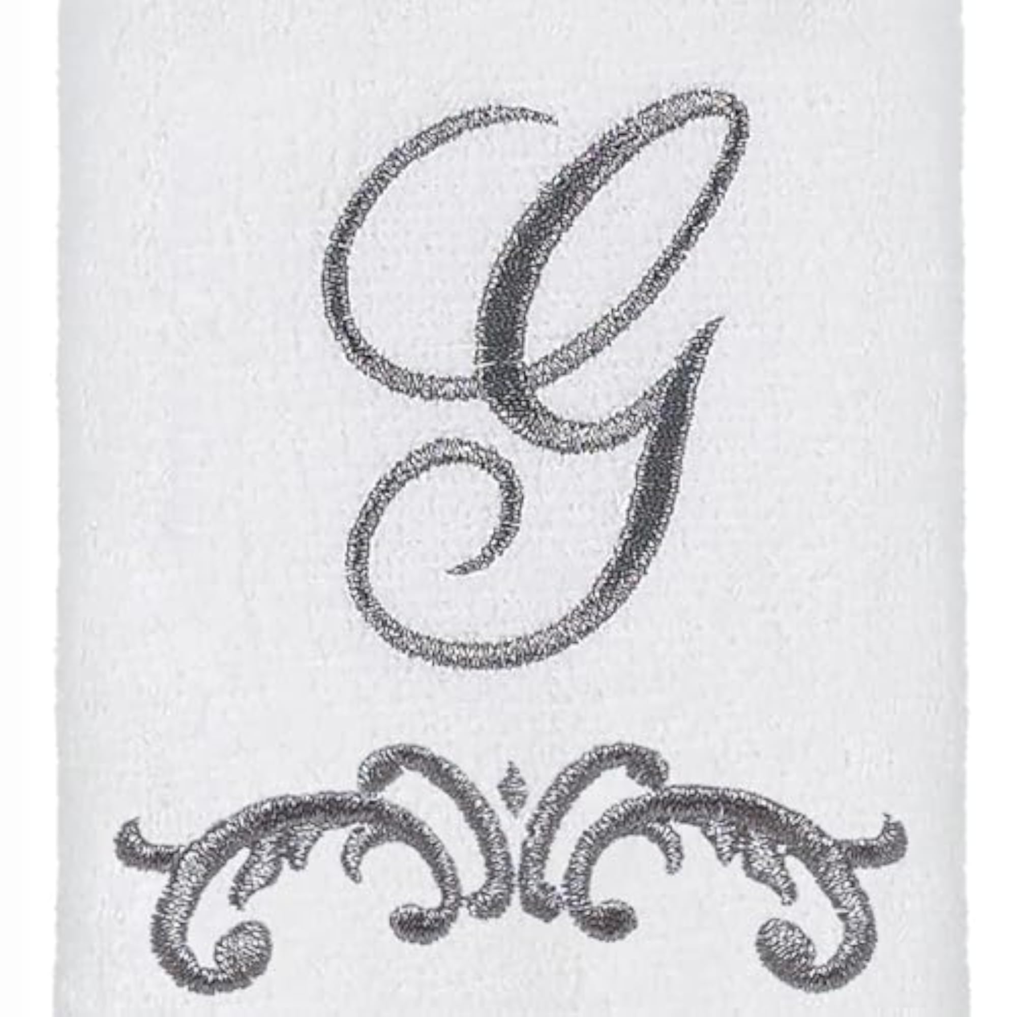 Monogram Fingertip Towel, G-Scroll, White/Pewter