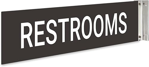 Miniatura 7 de Letrero de proyección de baño, doble cara, (SI-7599) 2 x 10 pulgadas, ACM, con accesorio negro satinado de níquel cepillado, fabricado en EE. UU