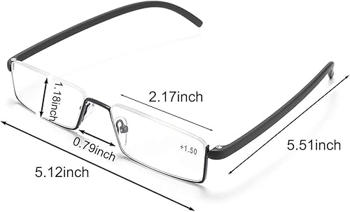 Miniatura 3 de Paquete de 2 lentes de lectura de medio marco para hombres y mujeres ligeros lectores de computadora con funda portátil 200