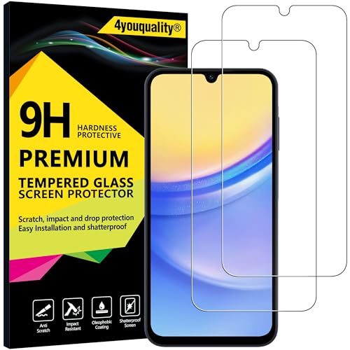 4youquality Screen Protector for Samsung Galaxy A15 4G / 5G (6.5-Inch), 9H Tempered Glass Film, 2-Pack, [LifetimeSupport][Impact-Resistant][Anti-Scratch]