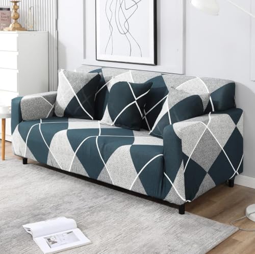 Image of HK Printed 5 Seater Sofa Cover Big Elasticity Cover Stretch Universal Sofa Slipcover 5 Seater (3 Seater Size 185-230cm and 1 Seater Size 90-145cm)