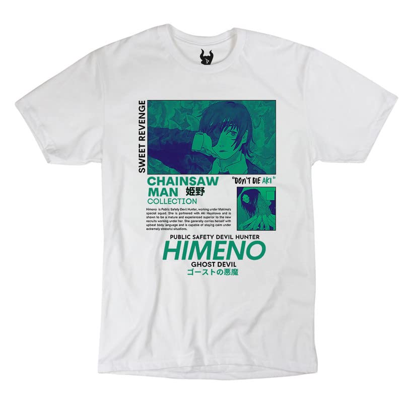 STYLECAT Forever Anime T Shirts - Chainswa Man Viral himeno - Printed Cotton Round Neck T-Shirt | Graphic Printing (Color - White) | Jimin Jungkook and J-Hope