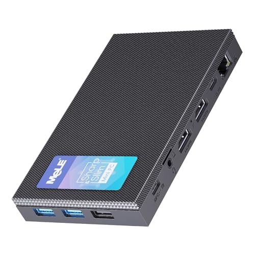 Image of MeLE Mini PC with Windows11 Pro,Fanless Micro Desktop Computer 16GB RAM LPDDR5 512GB SSD,Dual HDMI,Support 4K Triple Display,USB-C,WiFi BT5.1,Small Portable PC Industrial Business Astrophotography