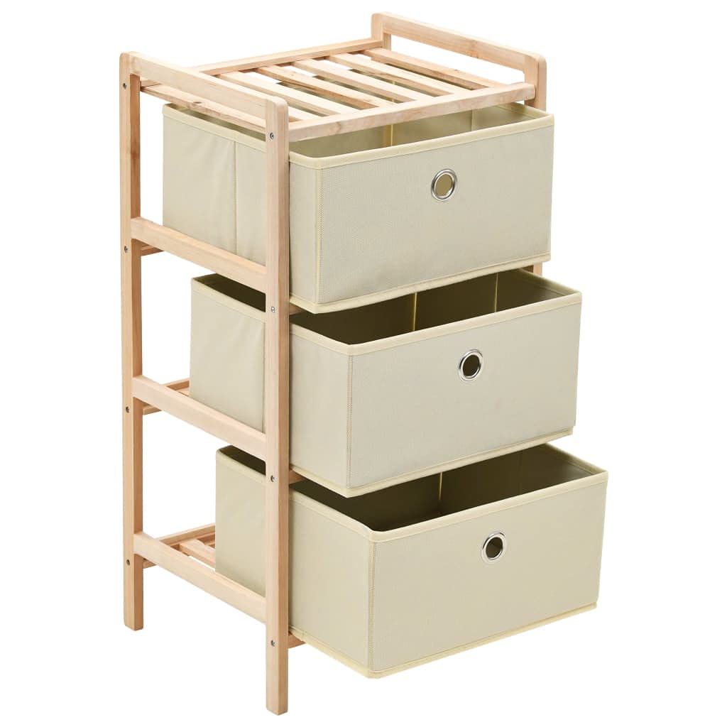 Cómoda de mimbre con 3 cestas de tela de cedro beige para garaje, trastero, estantería de sótano