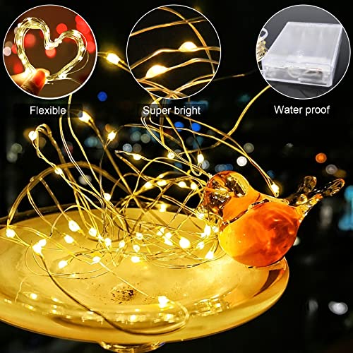 Cshare Led-lichtsnoer, 2 m, 20 micro-leds, koperdraad, werkt op batterijen, waterdichte verlichting voor feestjes, tuin, Kerstmis, Halloween, bruiloft, verlichting, kamerdecoratie (warm wit) - Image 6
