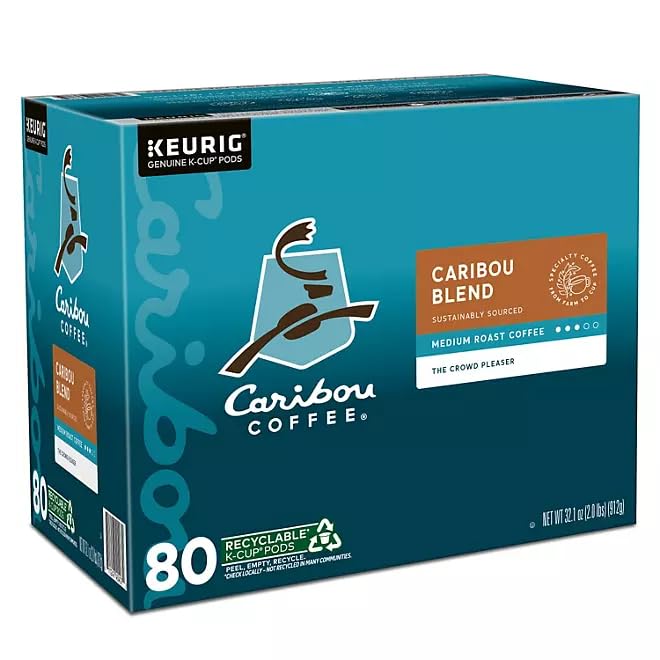 Worldwide Nutrition Bundle Compatible with Caribou Coffee K-Cups Medium Roast – Ground Coffee with Sweet, Spicy & Berry Notes – 80 Count Single-Serve Pods Caribou Blend Coffee K-Cups with Keychain