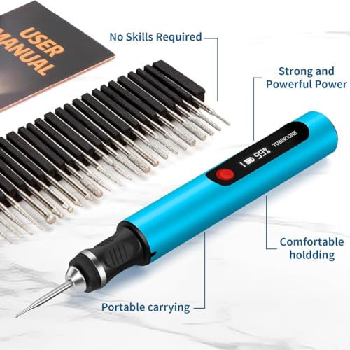 Stylo de gravure rechargeable sans fil avec guide et 30 embouts interchangeables