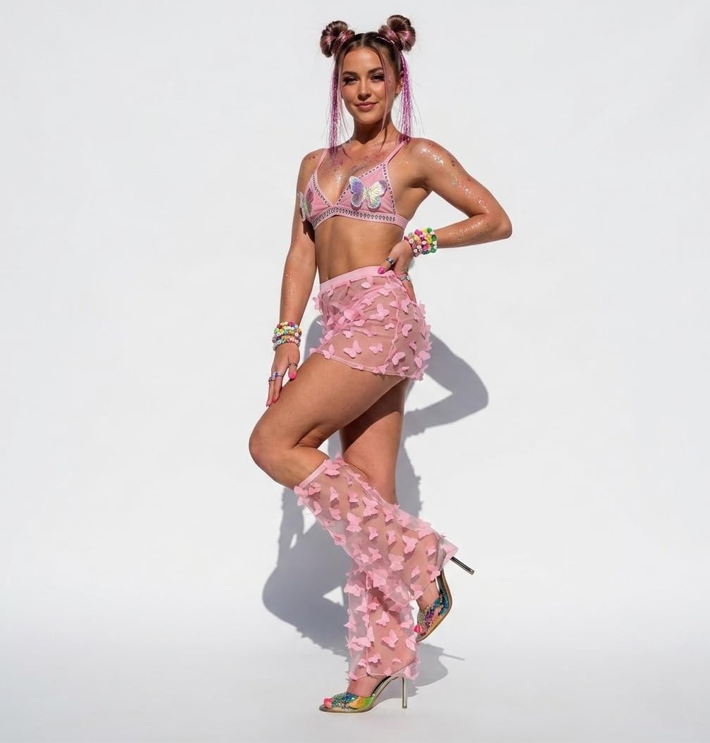 Pink Butterfly Lace Boot Covers or Leg Warmers