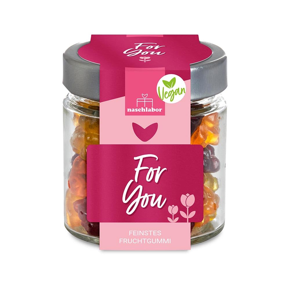 Vegan For You Fruchtgummis | 20% sortenreine Fruchtsäfte | Vegan | Ohne künstliche Farbstoffe und Geschmacksverstärker| Gluten- und Laktosefrei | Schönes Geschenk für Veganer und Vegetarier