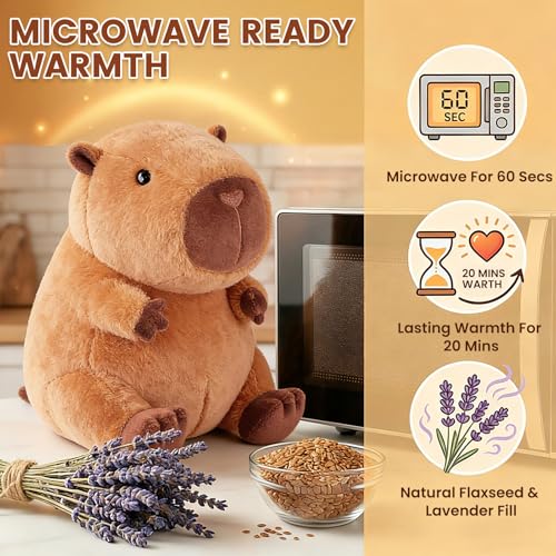 Image of SuzziPals Heatable & Coolable Capybara Plush, Microwavable Stuffed Animal Heating Pad for Soothing & Relaxation, Lavender Scent Plush Toys for Stress Relief, Capybara Plushies Gift for Kids & Adults