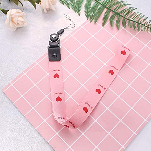 Telefono Mobile di Modo Cinghie cordicella del Collo Anti-Perso Banda Larga da Polso Lanyard Corde ID Card Holder Portachiavi Fotocamera (Color : Pink Long)