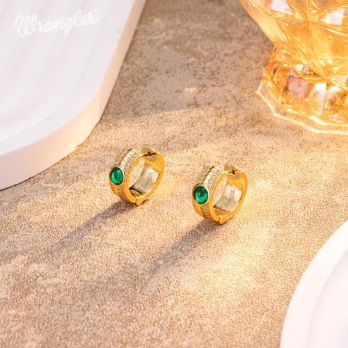 Wrangler Chunky Hoop Earrings for Women Western 14K Gold Plated Cubic Zirconia Statement Huggie Jewelry4
