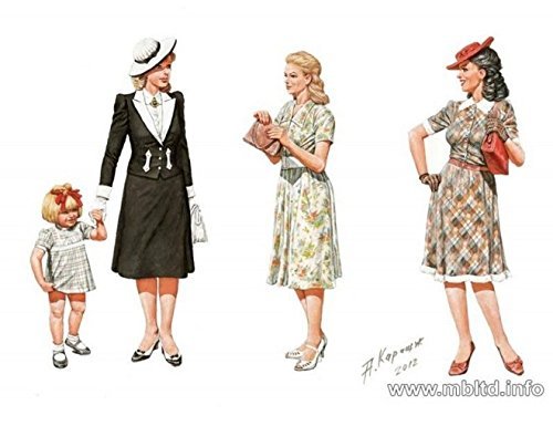 Modelo plástico mujeres de la era WW II 4 figuras 1/35 miniatura 1