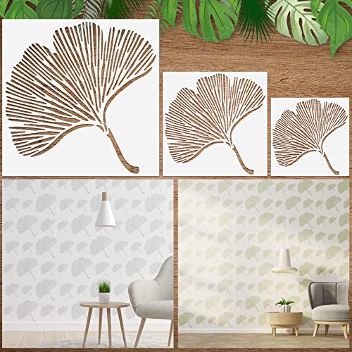 3 Pieces Large Leaf Stencil For Painting Leaves Wall Stencil Templates For Furniture Canvas Home Decor Crafts Botanical Leaves Reusable Mylar Stencils，3 Sizes (Leaves 2) #TOP4