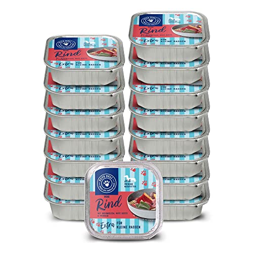 Pets Deli Mini Hunde Nassfutter Rind & Buchweizen für kleine, wählerische Rassen, leicht verdaulich, getreidefrei, ohne Zucker, 16x100 g, Premium Qualität