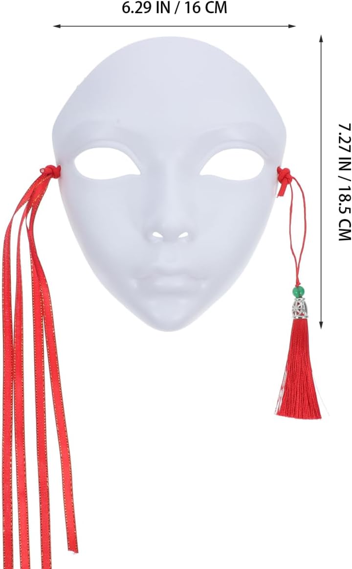 Abaodam Full Face White Masquerade Mask Blank for Diy Painting and Crafting Cosplay Party Mask for Festivals and Decorations 7.28X6.3X2.76 Inches