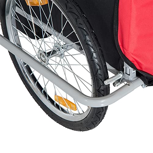 Aosom Elite Three-Wheel Bike Trailer For Kids Bicycle Cart For Two Children With 2 Security Harnesses & Storage, Red #TOP7
